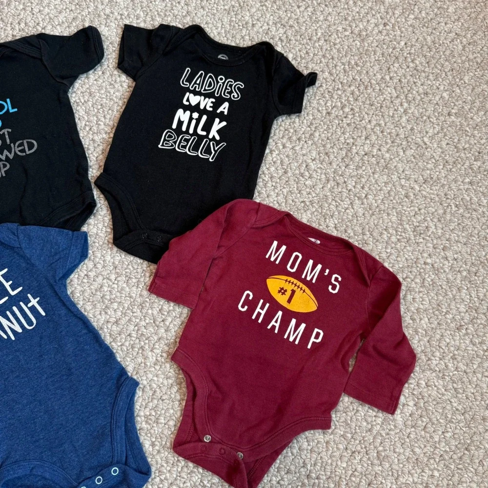 Baby Onesies Size 3-6 Month Funny Sayings Lot‎ of 4 Wonder Nation Cloud Island